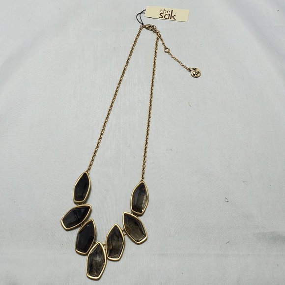 The Sak Women's Natural Stone Pendant Collar Necklace Gold Metal 18 Inch… - Picture 2 of 7